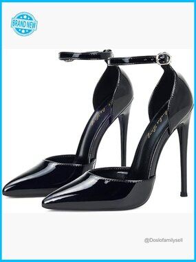 Stiletto Heels Pointed Toe D'Orsay Pump Ankle Strap Party Wedding Dress Shoes